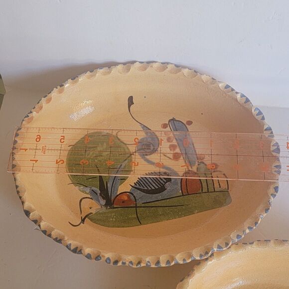 2 Vtg Mexican Tlaquepaque Nesting Oval Casseroles Cream 9" And 10" - Picture 5 of 8